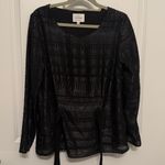 Sézane Black Metallic Long Sleeve Tie-Waist Top Blouse Size 38 6 US Photo 7