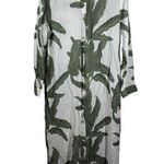 BigHit Dress Women S Green White Palm Banana Leaf Button Down Long Sleeve Boho Photo 0