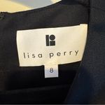 NWT Lisa Perry Black Wool Drop Waist Mini Dress with White Accents | Size 8 Photo 3