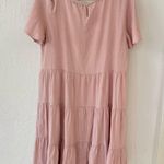 MikaRose  Pink Tiered Short Sleeve Button Back Keyhole Dress Size L Photo 7