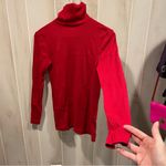 Eddie Bauer Cute cranberry red ribbed turtleneck top stretchy good quality Photo 5