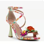Betsey Johnson NEW Erikk Green Floral Heeled Sandal Multicolor Vibrant Flower Photo 1