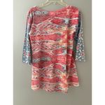 Before + Again Thermal Top Size S Pink Blue Abstract Waffle Long Sleeve Floral Photo 9