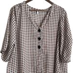 Cato  Women Top 18/20 Brown‎ Check Popover High Low Hem Cowgirl Western Casual Photo 4