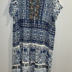 Johnny Was  Sheer Tiered Midi Sundress Boho Floral Embroidery Blue White Paisley Photo 0