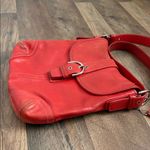Coach  Vintage Soho Shoulder Crossbody Buckle Flap Purse Coral Red Leather Photo 2