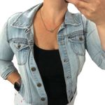 Forever 21  MEDIUM Slight Distress Light Wash Four Pocket Button Up Jean Jacket Photo 1