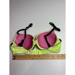 PINK - Victoria's Secret  Wear Everywhere Push Up Bra Neon Yellow Black Trim‎ S Photo 2