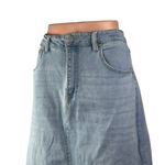 OAT Blue Light Wash High Waisted Split A Line Midi Denim Jean Skirt Size 10/30 Photo 2