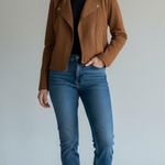 Skies Are Blue  Brown faux suede moto jacket Photo 0