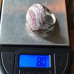 Natural Pink Sapphire Sterling Silver Cocktail Ring Size 10 Photo 2