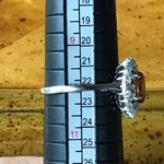 Natural Orange Garnet Moissanite Sterling Silver Ring Size 10 Photo 2