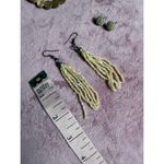 Lot of 3 Vintage Statement Earrings Pearl Hoops Beaded Tassel Dangle Studs Gold Photo 7