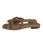 Paige  Dina Slide Sandal Womens 8 Brown Leather Square Toe‎ Criss Cross Strappy Photo 1