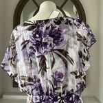 Connected Apparel Daphne Lavender Floral Chiffon Popover Dress, Petite Size 14 Photo 12