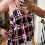 Pink, black, and green plaid satin tank top Size XL Photo 4