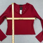 S.DEER Henley Crop Top Womens XL Ribbed Burgundy Long Sleeve Button Front NWT Red Photo 2