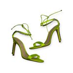 Schutz new  𒀭 Islah Satin + Crystal Heeled Sandals 𒀭Fresh Green [Neon] 𒀭 7.5M Photo 11