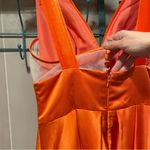 Source Unknown Stunning tangerine dream velvet deep v satin maxi dress mesh side panel ballgown Photo 9