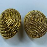 Gold Tone Spiral Rope Dome Oval Shape Clip Photo 1