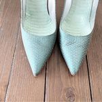 Manolo Blahnik  Brocade Fabric Pointed Toe Pumps in Green Silver Photo 5
