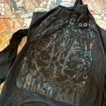 Affliction  Live Fast Women’s Bodysuit Size XS Sheer Mesh Low Cut Black Moto Photo 6