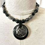 Laura Ashley black double strand beaded pendant necklace Photo 0