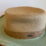 Pistil Joni Sun Oversized Wicker Fringe Trim Blue/Tan Beach Vacation Hat Blue Photo 10