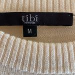 Tibi  Wool Blend Long Line L/S Fine Gage Knit Sweater Boucle Front Panel Cream M Photo 2
