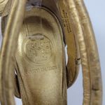 Tory Burch Constance Gold Strappy Sandal Braided Leather Stacked Wood Heel 7.5 M Photo 8