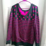 Torrid  style 10681129 Polka Dot Striped Sweater in gray and pink size 2 (2X). Photo 0