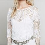 Free People  Ivory Luna Lace Dress Boho Festival Crochet Midi Women’s Size Small Photo 9