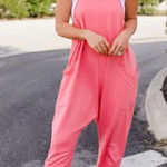 NWT Double Take Coral Jumpsuit with Pockets Pink Size M Photo 0