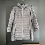 Michael Kors  Silver Packable Down Filled Long Hoodie Jacket Winter Coat Sz L GUC Photo 1