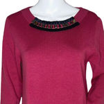Boden Dress Womens 10 Fuchsia Pink Beaded Knit Sweater Dress Classic Preppy Photo 5