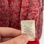 Max Studio  Georgette Elbow Sleeve Cold Shoulder Blouse Red White Floral Boho Top Photo 13