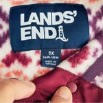 Lands' End  Heritage Quarter Snap Fleece Pullover Large Burgundy Orange Fair Isle Photo 6