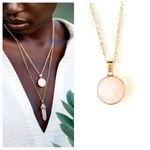 Sanctuary Project | NWT Pink Rose Quartz Necklace Gold Plated 18" Chain Photo 1