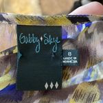 Gabby Skye  Gray Blue Yellow Watercolor LS MIDI Dress Size 8 Lined Cami‎ Photo 7