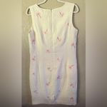 Real Comfort Linen White w/Pink Embroidered Palm Trees SL Lined Dress Size 12 Photo 11