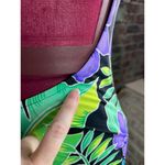 one piece swimsuit floral bright purple green blue Size M Photo 6