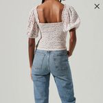 ASTR  The Label Floral Ruched Puff Sleeve Top in Cream Lavender Ditsy Medium Photo 3