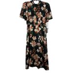 Julia Jordan  Women's Midi Dress Size 12 Floral Black‎ Multi Short Sleeve Wedding Photo 2