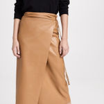 MOTHER Denim Mother it’s a wrap tan faux leather midi wrap skirt L Photo 0