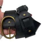 Talbots Size M Belt Leather Black Brass Buckle Timeless Adjustable Versatile Photo 0