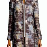 LAFAYETTE 148 New York Brown Cream Tweed Long Open Jacket Coat Size 18W Photo 1