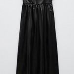 ZARA  Poplin midi leather black dress size Large Photo 0