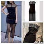 ZARA  NWT black mesh sheer organza 2 in one style underlay midi cocktail dress Photo 1