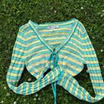 Urban Outfitters  Mimi Tied Cardigan Blue Yellow Multi Size M Photo 3