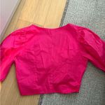 Jason Wu Pink Cropped Blouse with Ruched V-Neck and Short Sleeves Photo 2